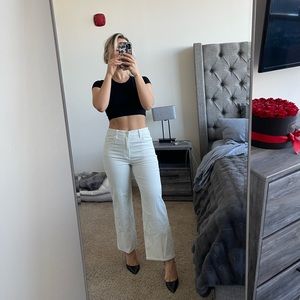 J BRAND textured white high rise crop jeans